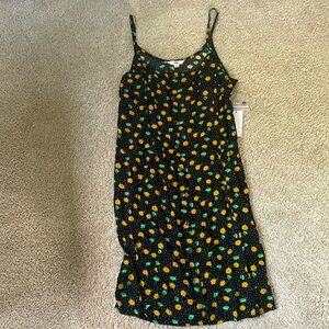 Van’s Black Printed Yellow Flower Dress sz L
